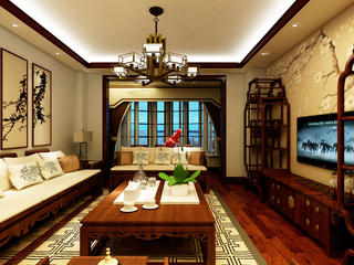 古色古香中式装修客厅效果图