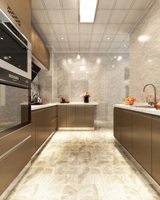 现代简约三居装修厨房设计图