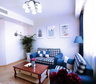 86平地中海风格家沙发背景墙图片