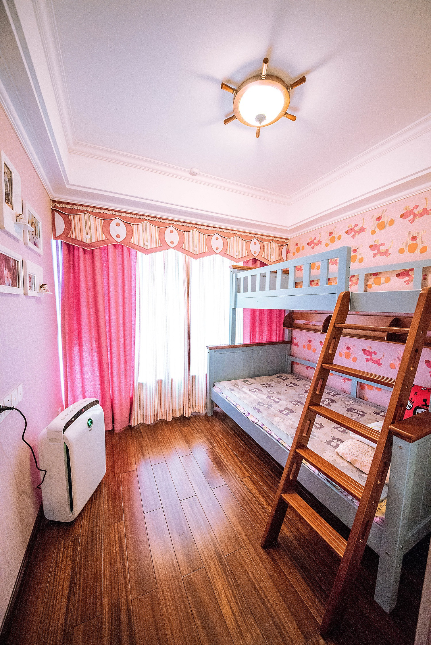 美式风格,四房装修,20万以上装修,140平米以上装修,儿童房,儿童床,窗帘,粉色