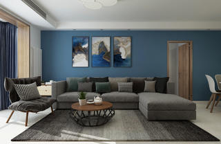 现代简约三居装修沙发背景墙图片