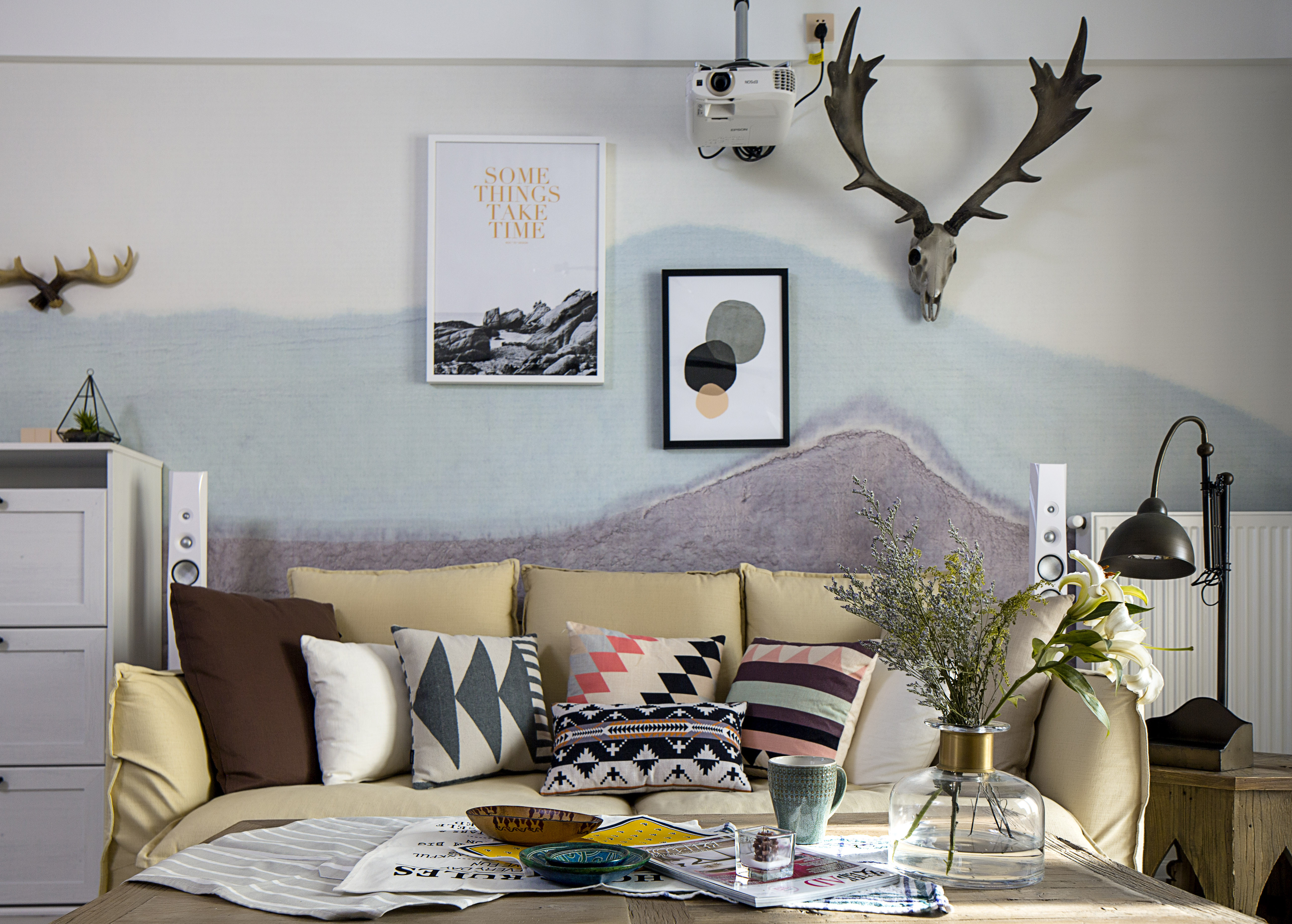 108㎡北欧风格家沙发背景墙图片