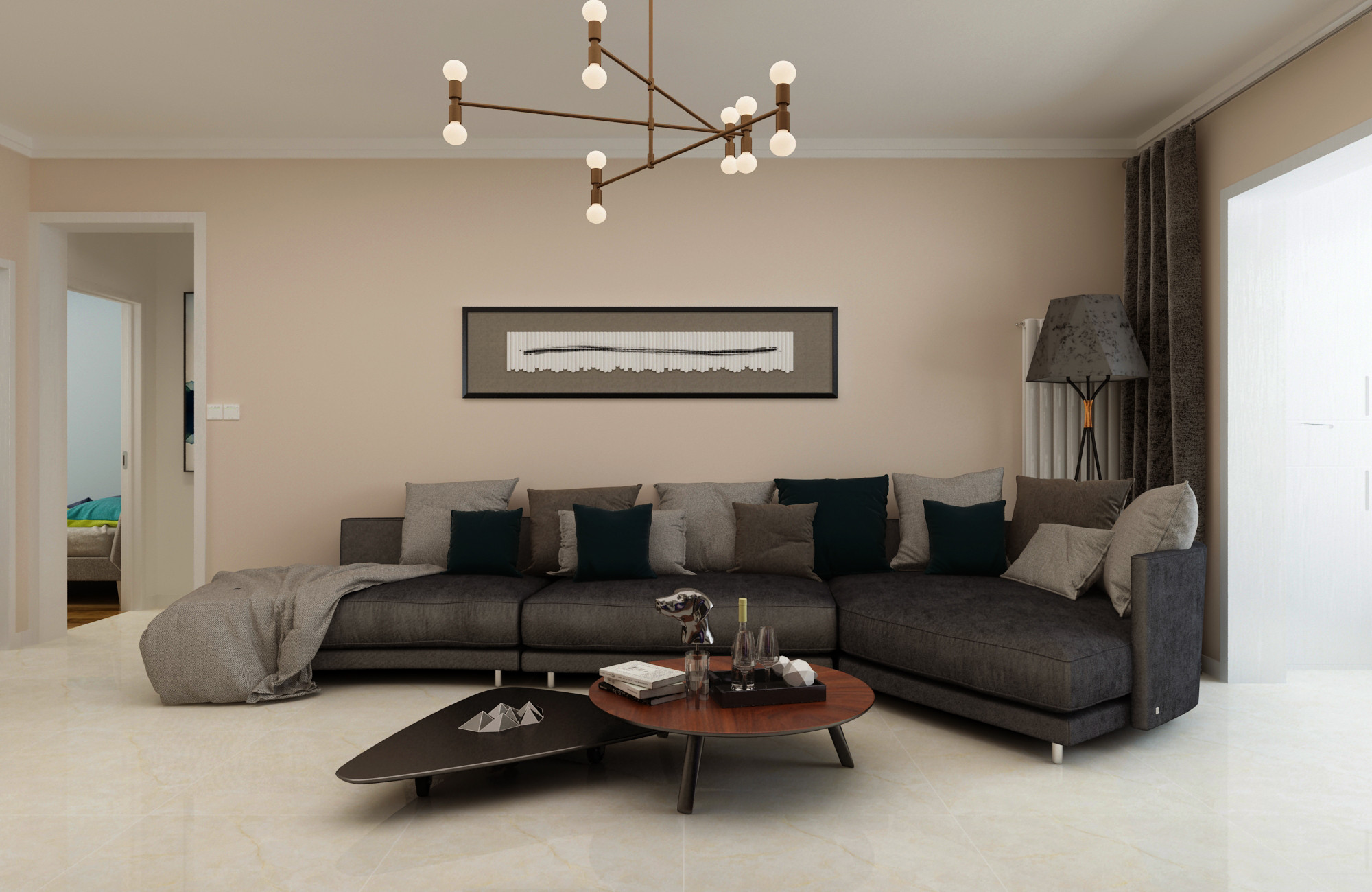 三居室现代简约设计沙发背景墙图片