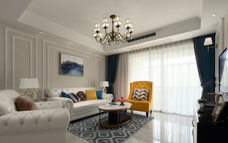 120平现代美式家沙发背景墙图片