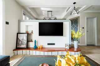 现代美式三居装修电视墙设计图