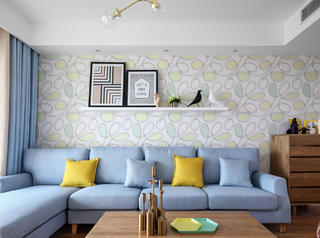 三居室北欧风格家沙发背景墙图片