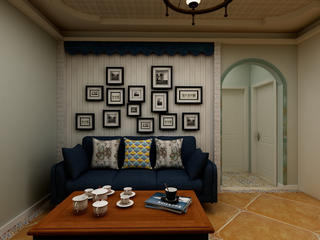 100㎡地中海风格家沙发背景墙图片
