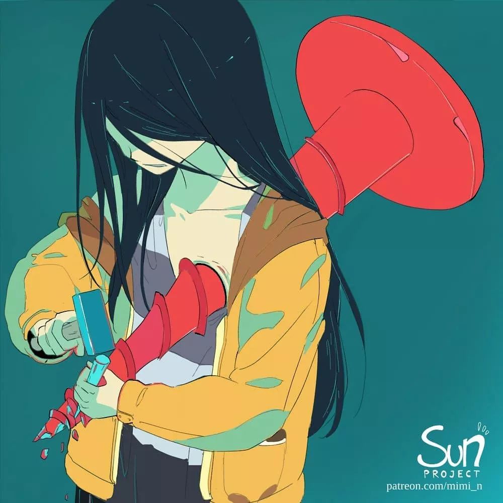 mimi n是来自印度尼西亚的艺术家 她用卡通的笔触隐喻着社会的讽刺面