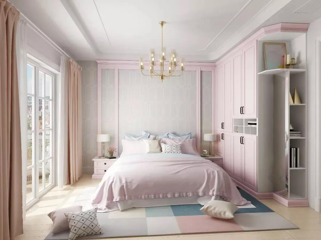 03 单身女性卧室衣柜颜色搭配女孩子房间,则可考虑用粉红或是黄色的