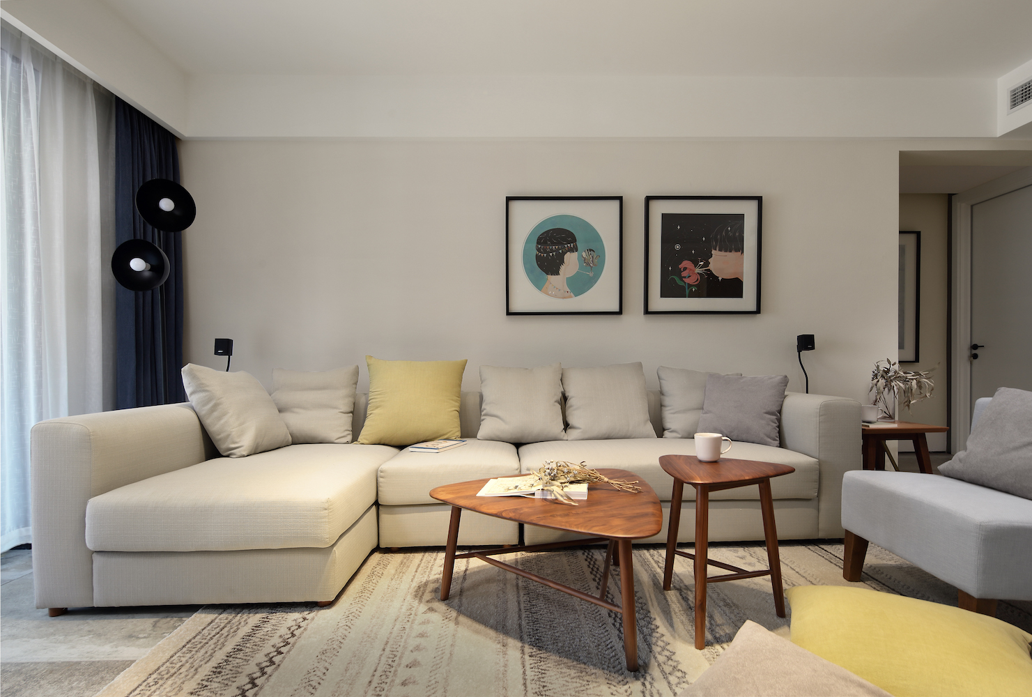 160平现代简约设计沙发背景墙图片
