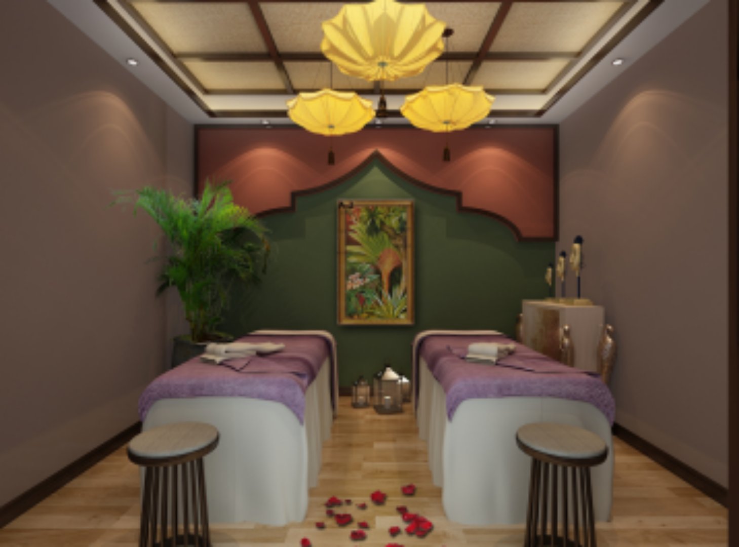 东南亚风格瑜伽馆装修spa间效果图