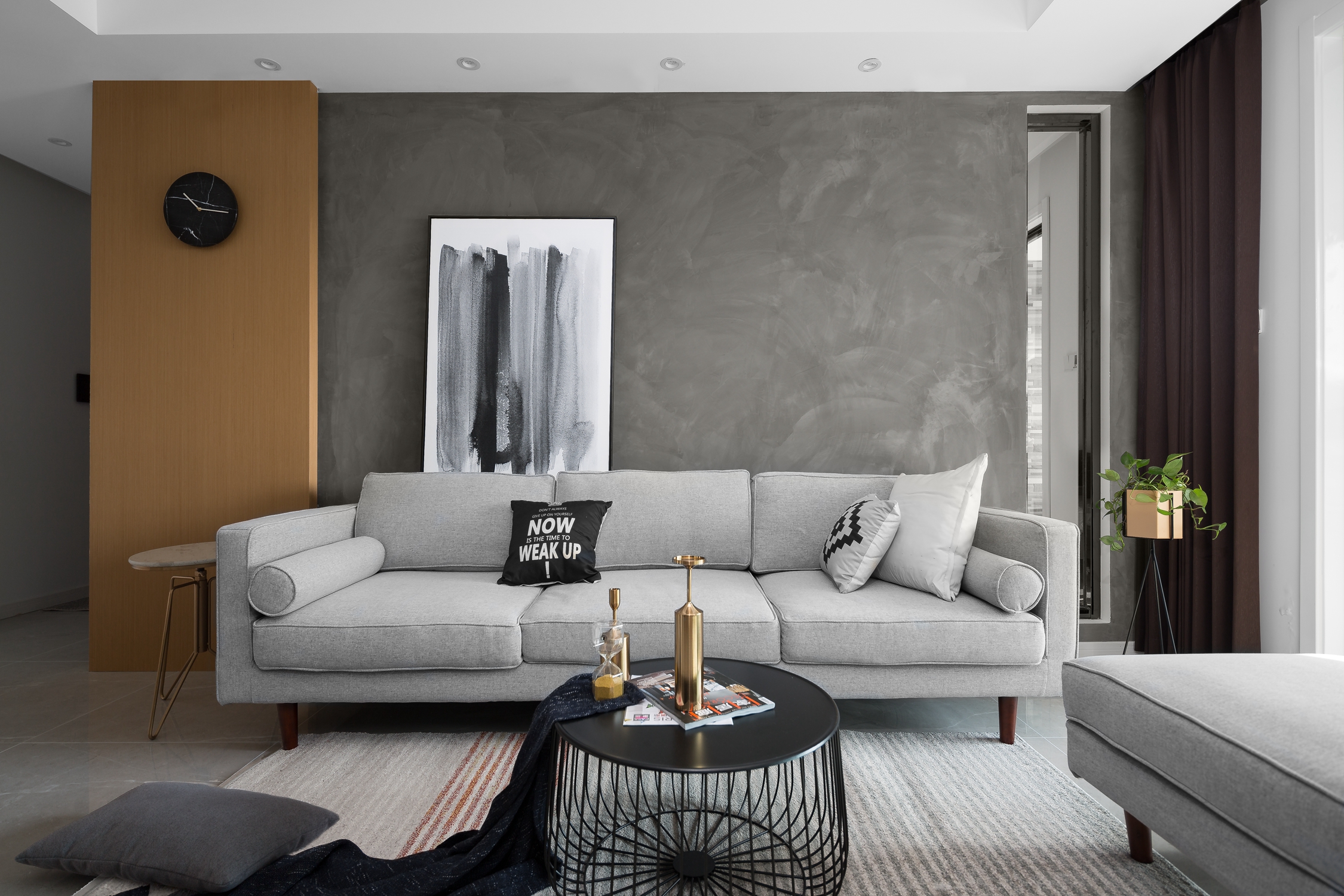 三居室现代风格空间沙发背景墙图片