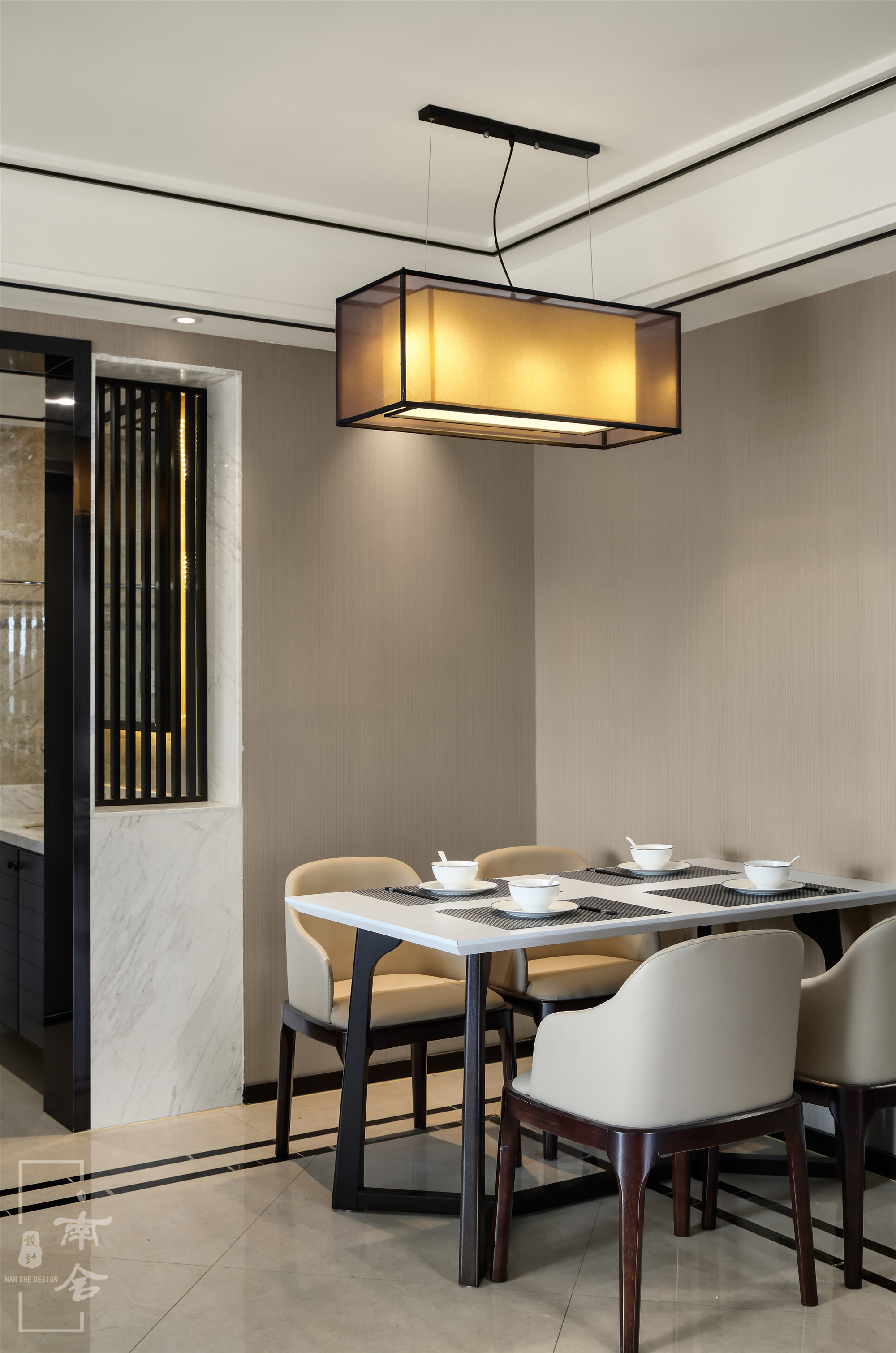 120平新中式装修餐厅效果图