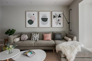 一字型北欧风格装修沙发背景墙图片