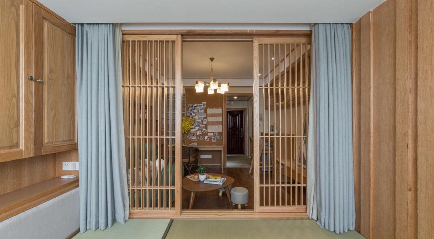 日式风格,10-15万装修,一居室装修,40平米装修,小户型装修,卧室,原木色,门
