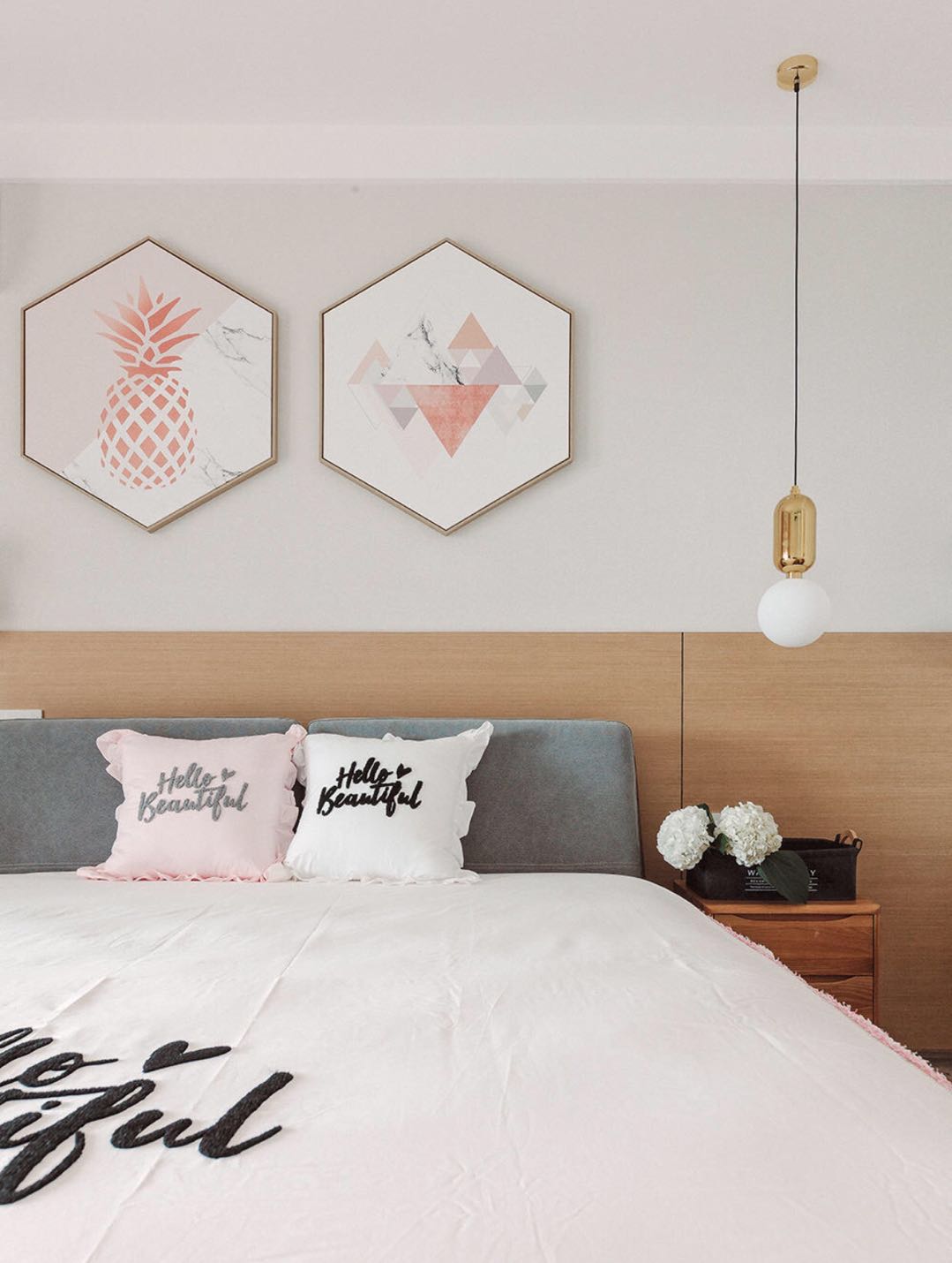 创意北欧风装修卧室床头墙图片