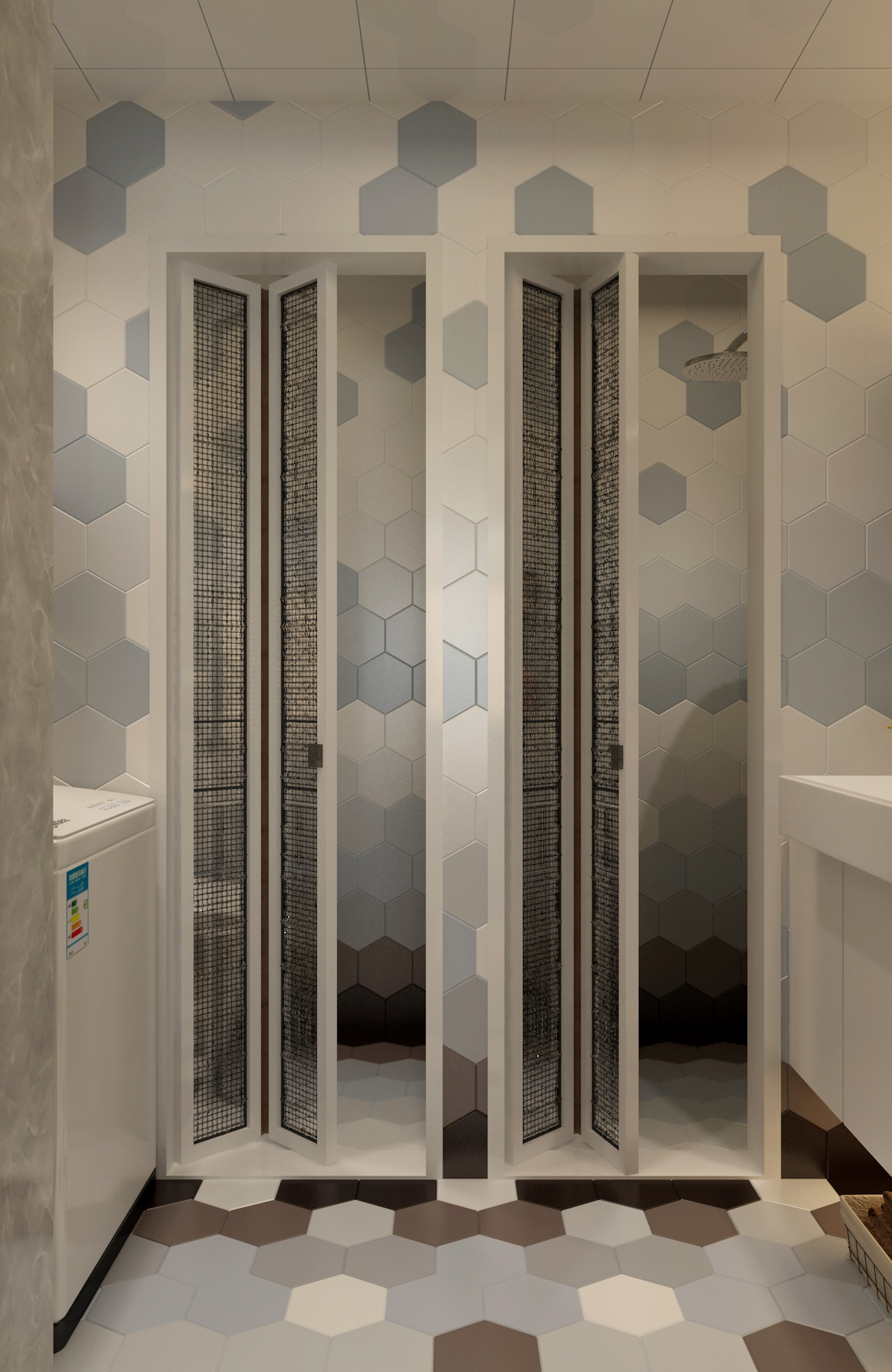 三居室现代风格家卫生间折叠门设计