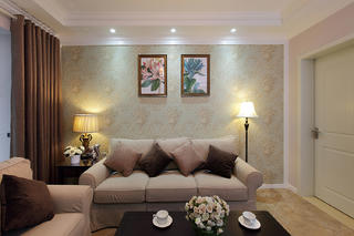 美式风格两居室沙发背景墙装修效果图