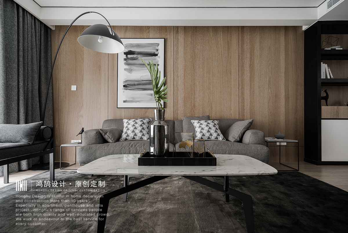 128㎡现代简约沙发背景墙装修效果图
