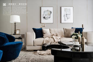 大户型现代轻奢风沙发背景墙装修效果图