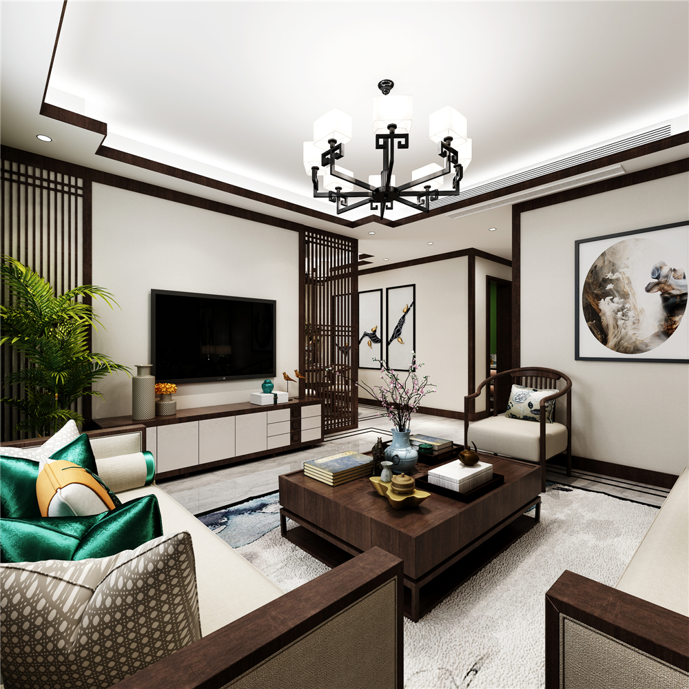 新中式风格三居客厅装修效果图