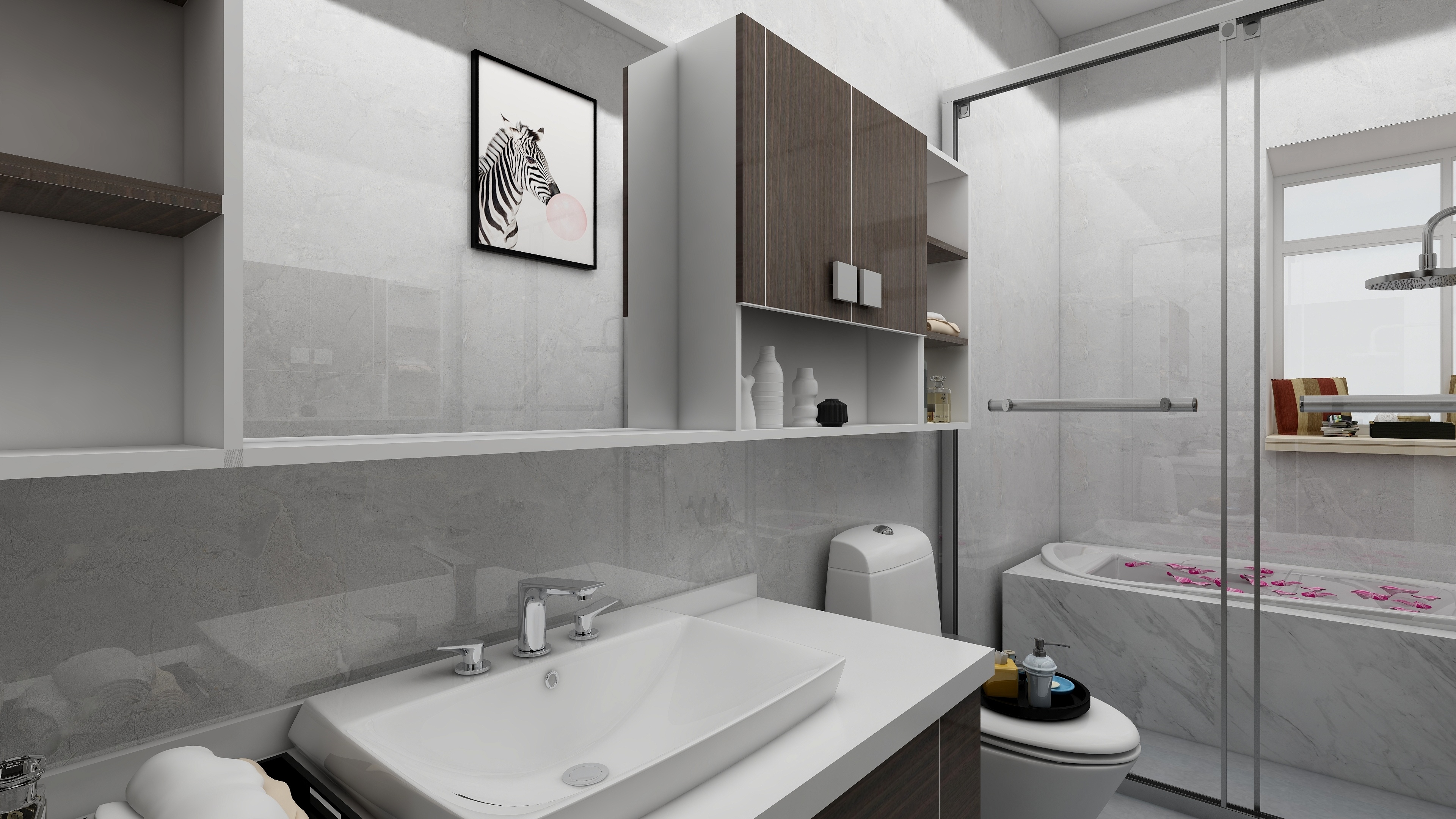 新中式三居装修卫生间效果图125㎡新中式风格卧室装修效果图