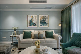 现代美式四居室沙发背景墙装修效果图