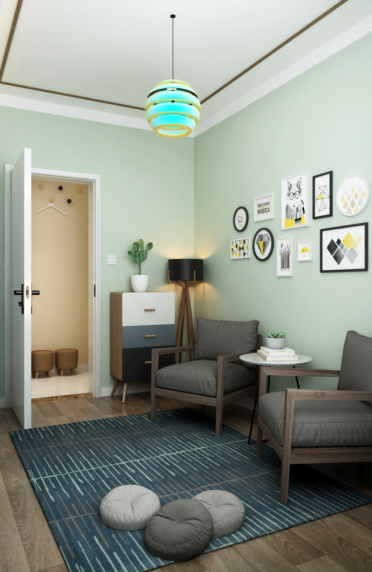 北欧现代风格三居休闲室装修效果图