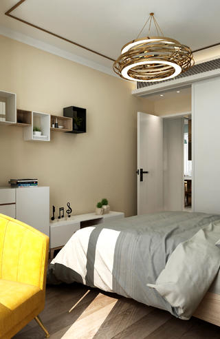 北欧现代风格三居卧室装修效果图