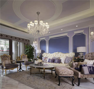法式风格别墅客厅沙发背景墙装修效果图