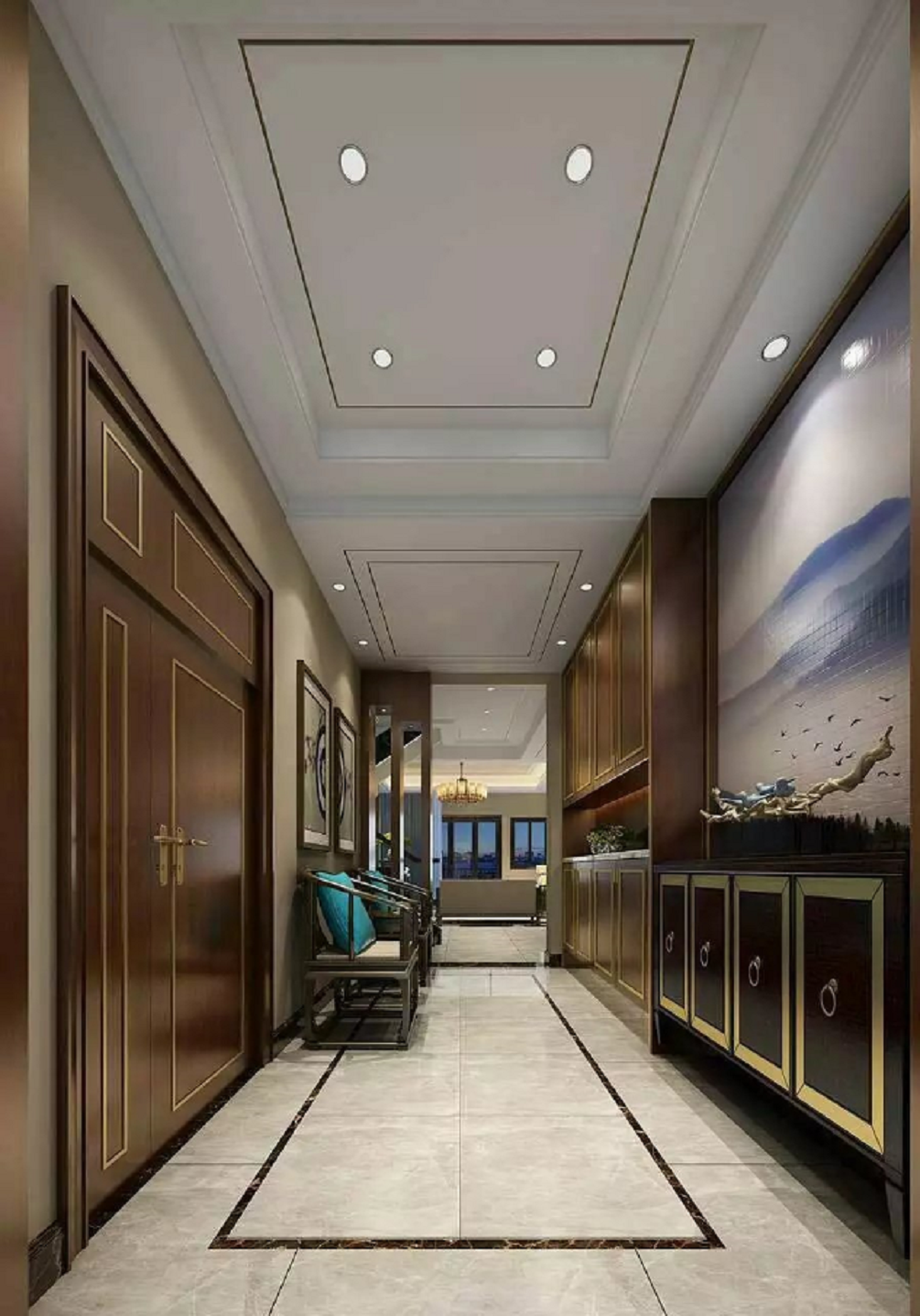 豪华中式装修玄关走廊图片