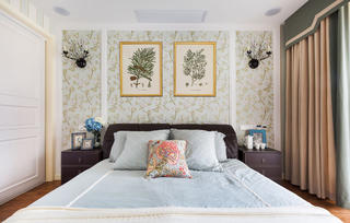三居室简约美式卧室床头墙设计