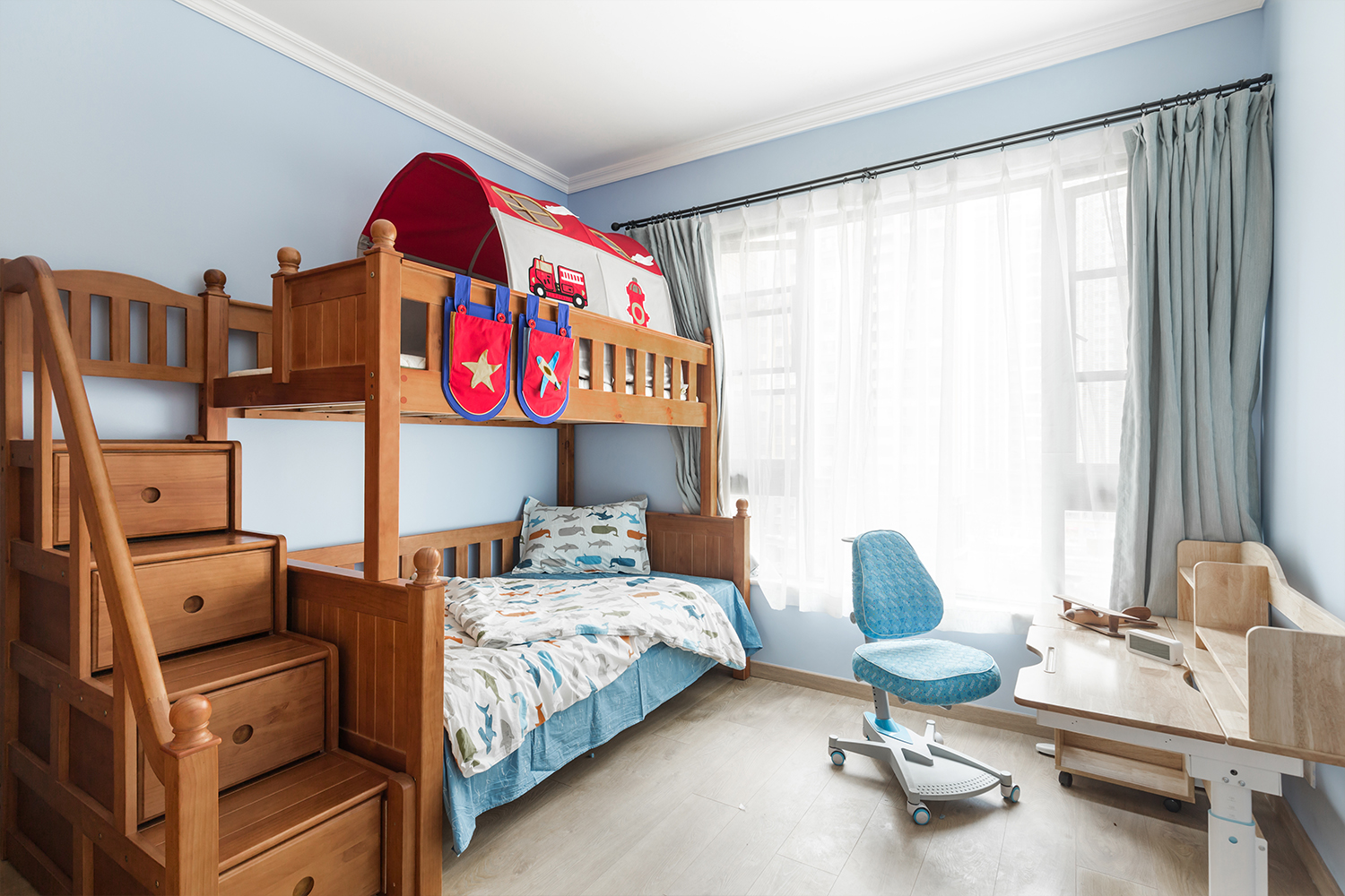 150平新中式空间儿童房效果图