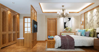 新中式别墅装修卧室效果图