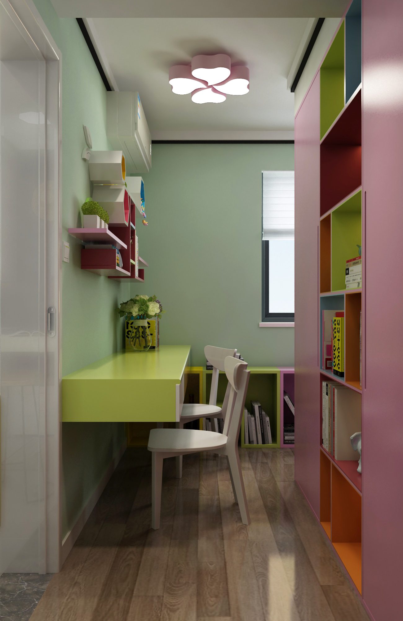 小户型现代二居装修儿童房书桌设计
