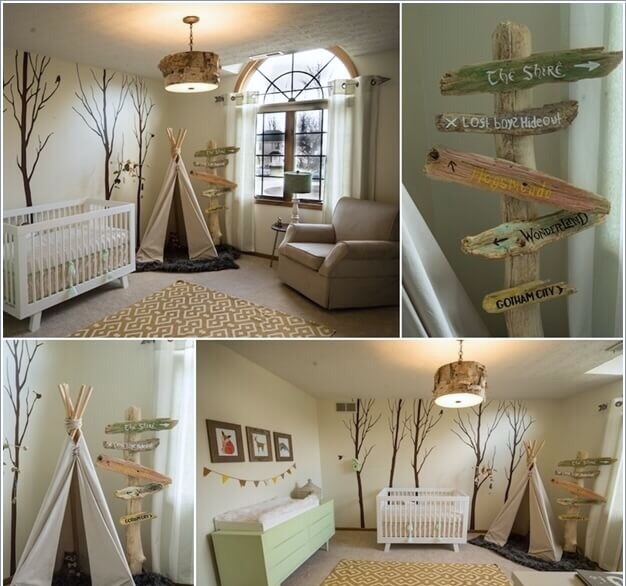 森林主题的儿童房小朋友在房间里有种森林探险的感觉