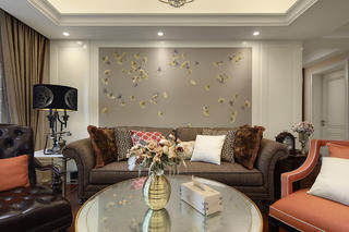 138平美式风格沙发背景墙装修效果图