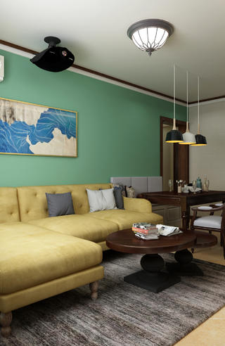现代美式两居装修客厅沙发设计