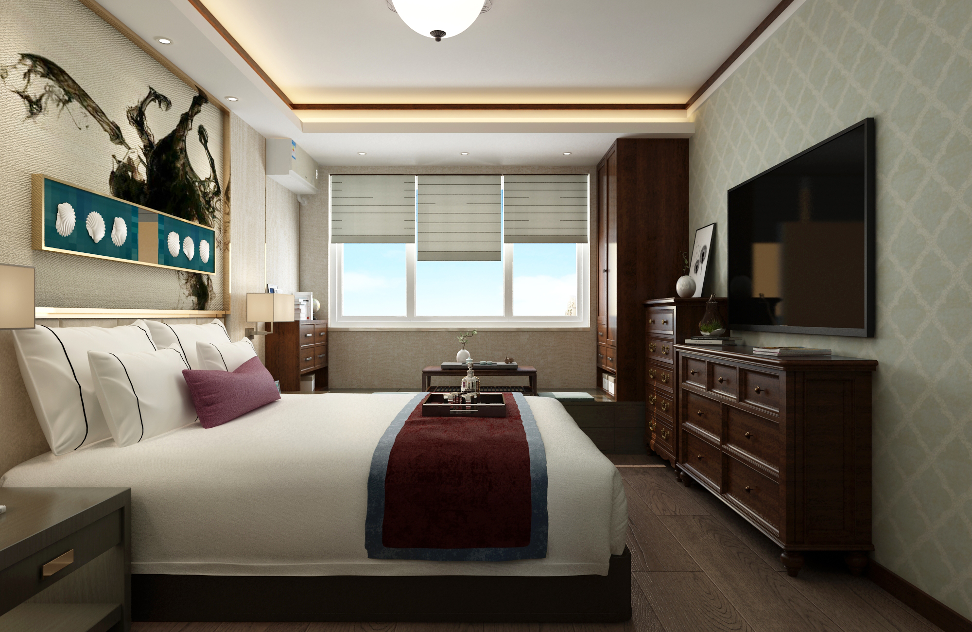 现代美式两居卧室装修效果图