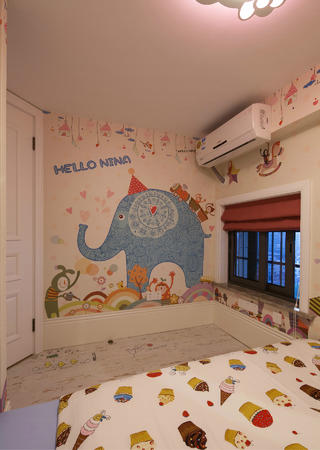 60平米LOFT装修儿童房壁纸设计