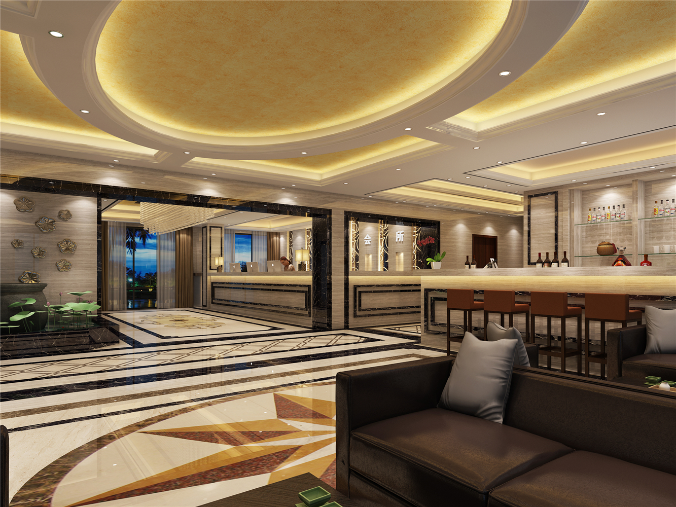 娱乐场所的大厅,一般都会用比较夸张的设计形去体现