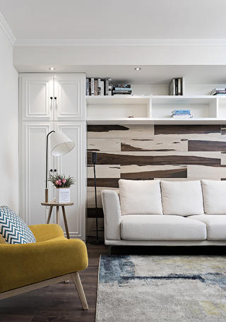 现代北欧风三居沙发背景墙装修效果图