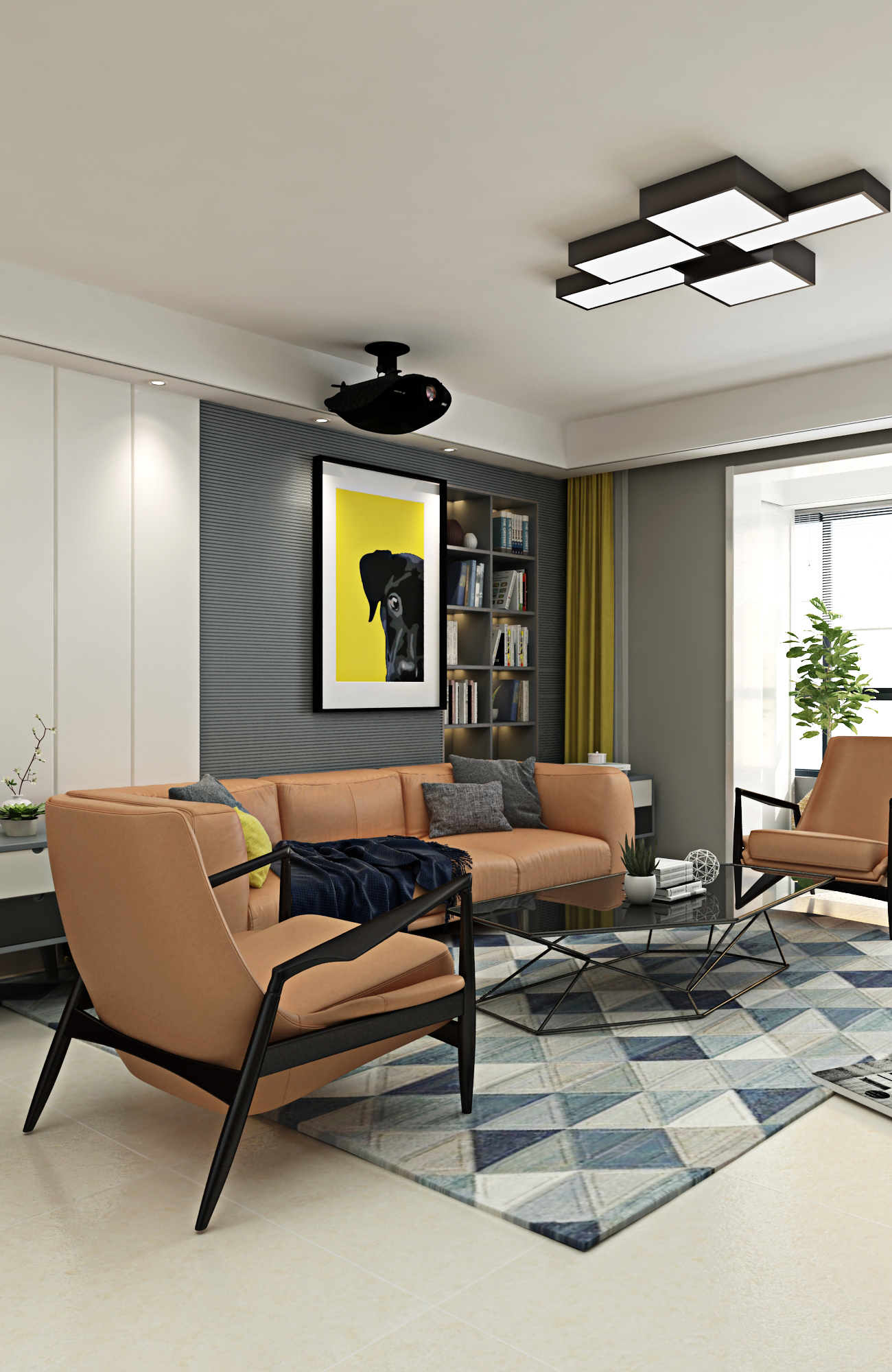 112㎡现代三居装修客厅沙发设计