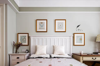 美式风格四居室床头背景墙装修效果图
