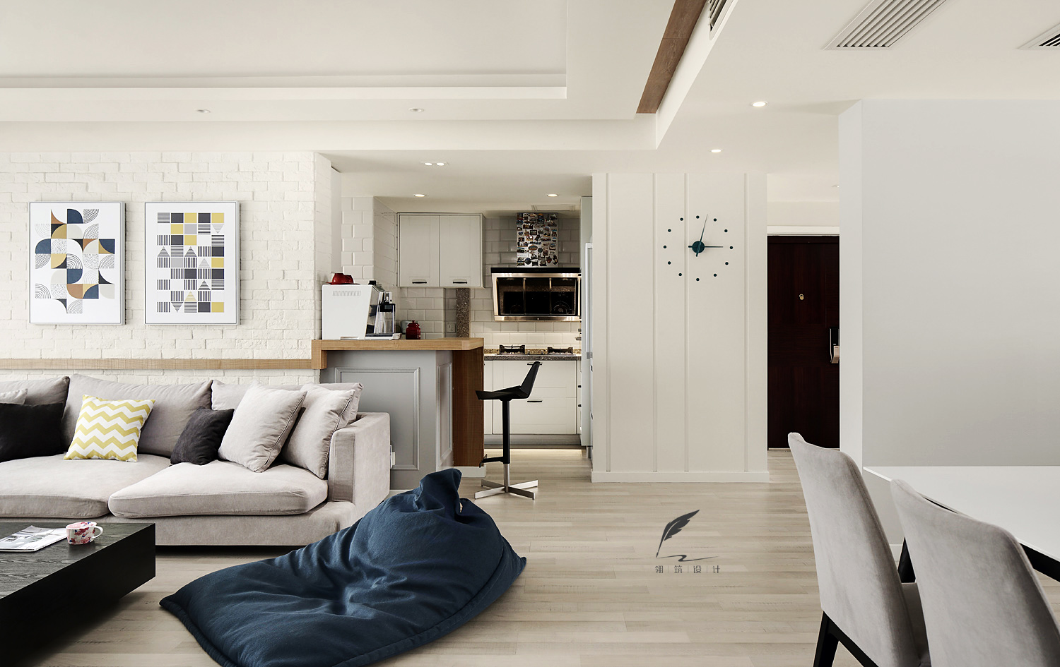 160平现代北欧风装修客厅沙发设计