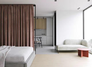 47平小户型公寓装修卧室窗帘设计图