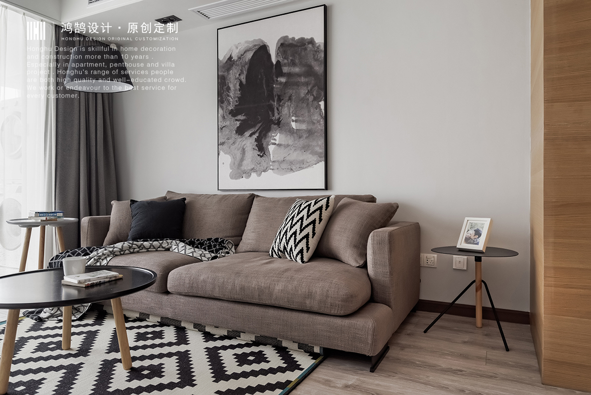 100平现代简约装修客厅沙发设计