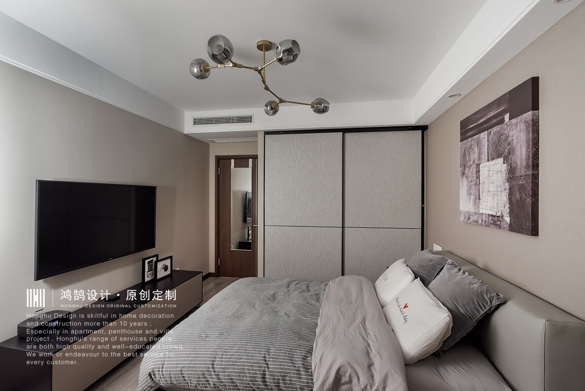 100平现代简约卧室装修效果图