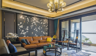 180平新中式客厅沙发墙装修效果图