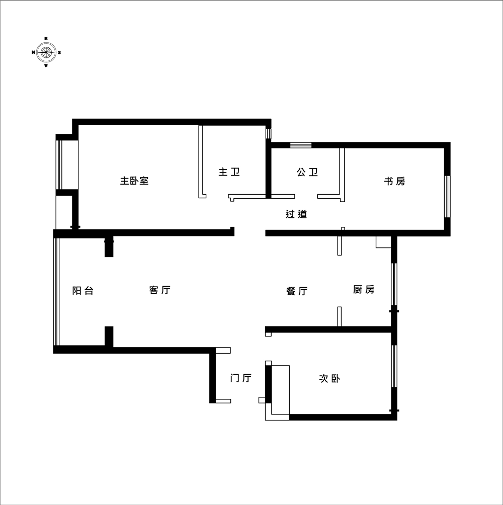 80平两房改三房设计图图片